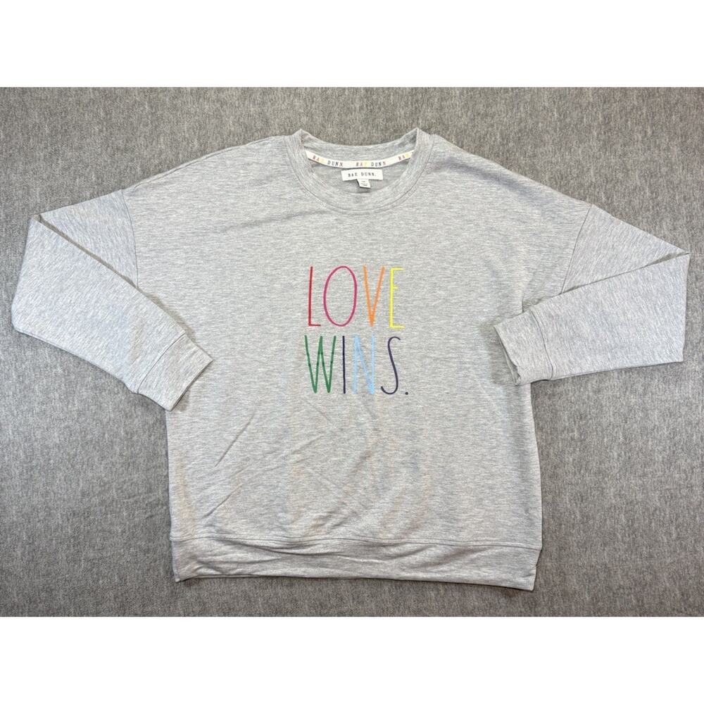 Rae Dunn Women’s Crewneck Sweatshirt-Small/Light Gray/Loose Fit/Love Wins. - Picture 1 of 13